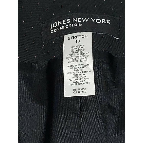 Jones New York collection 10 blazer black pink polka button front collar stretch - Picture 5 of 9